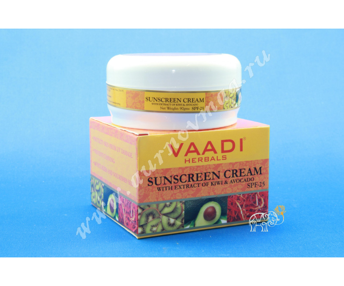 Солнцезащитный крем с экстрактами киви и авокадо SPF - 25 от Vaadi Herbals